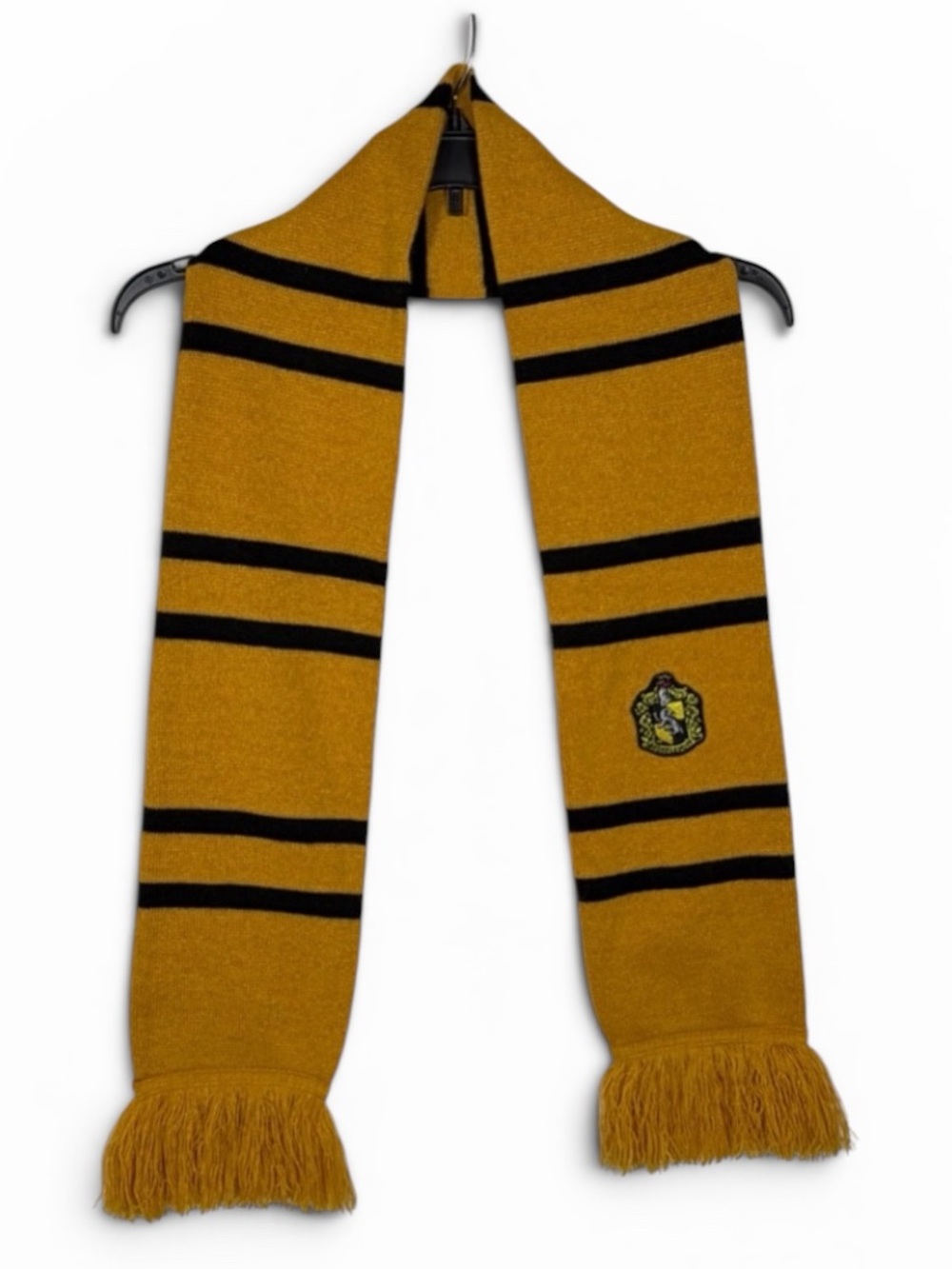 The Wizarding World Of Harry Potter Gold & Black Striped Scarf W/Hufflepuff
